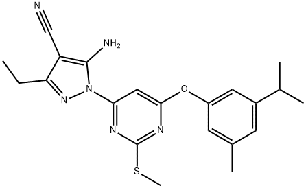 5-amino-3-ethyl-1-[6-(3-isopropyl-5-methylphenoxy)-2-(methylsulfanyl)-4-pyrimidinyl]-1H-pyrazole-4-carbonitrile|