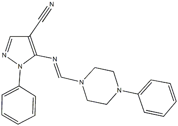 1-phenyl-5-{[(4-phenyl-1-piperazinyl)methylene]amino}-1H-pyrazole-4-carbonitrile 结构式