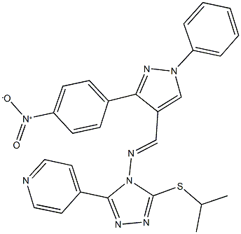 4-[4-{[(3-{4-nitrophenyl}-1-phenyl-1H-pyrazol-4-yl)methylene]amino}-5-(isopropylsulfanyl)-4H-1,2,4-triazol-3-yl]pyridine Structure