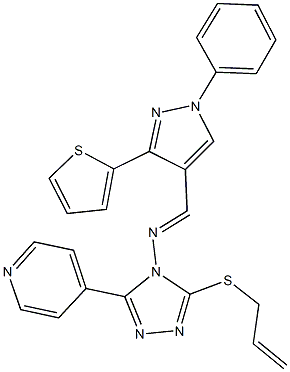 N-[3-(allylsulfanyl)-5-(4-pyridinyl)-4H-1,2,4-triazol-4-yl]-N-{[1-phenyl-3-(2-thienyl)-1H-pyrazol-4-yl]methylene}amine,495403-88-8,结构式