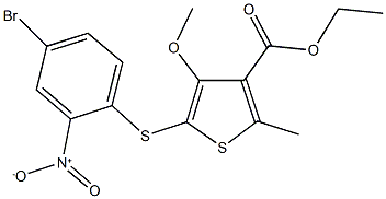 ethyl 5-({4-bromo-2-nitrophenyl}sulfanyl)-4-methoxy-2-methyl-3-thiophenecarboxylate Struktur