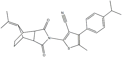 496010-74-3 4-(4-isopropylphenyl)-5-methyl-2-[10-(1-methylethylidene)-3,5-dioxo-4-azatricyclo[5.2.1.0~2,6~]dec-4-yl]-3-thiophenecarbonitrile