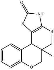 5a-methyl-3,5a,6,11b-tetrahydro-2H,5H-chromeno[4',3':4,5]thiopyrano[2,3-d][1,3]thiazol-2-one Structure