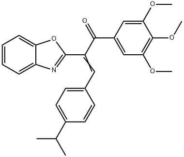 2-(1,3-benzoxazol-2-yl)-3-(4-isopropylphenyl)-1-(3,4,5-trimethoxyphenyl)-2-propen-1-one Struktur