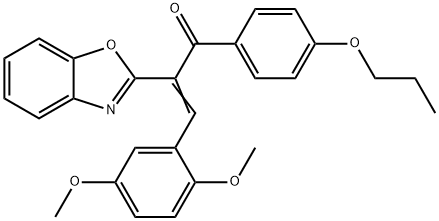 2-(1,3-benzoxazol-2-yl)-3-(2,5-dimethoxyphenyl)-1-(4-propoxyphenyl)-2-propen-1-one Structure