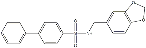 N-(1,3-benzodioxol-5-ylmethyl)[1,1'-biphenyl]-4-sulfonamide,496015-28-2,结构式