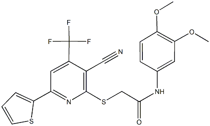 2-{[3-cyano-6-(2-thienyl)-4-(trifluoromethyl)-2-pyridinyl]sulfanyl}-N-(3,4-dimethoxyphenyl)acetamide Struktur