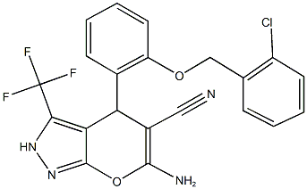 496018-59-8 6-amino-4-{2-[(2-chlorobenzyl)oxy]phenyl}-3-(trifluoromethyl)-2,4-dihydropyrano[2,3-c]pyrazole-5-carbonitrile