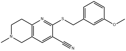 2-[(3-methoxybenzyl)sulfanyl]-6-methyl-5,6,7,8-tetrahydro[1,6]naphthyridine-3-carbonitrile,496018-71-4,结构式