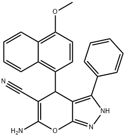 496018-77-0 6-amino-4-[4-(methyloxy)naphthalen-1-yl]-3-phenyl-2,4-dihydropyrano[2,3-c]pyrazole-5-carbonitrile