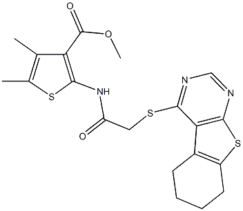 methyl 4,5-dimethyl-2-{[(5,6,7,8-tetrahydro[1]benzothieno[2,3-d]pyrimidin-4-ylsulfanyl)acetyl]amino}-3-thiophenecarboxylate Structure