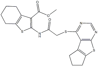 496022-44-7 methyl 2-{[(6,7-dihydro-5H-cyclopenta[4,5]thieno[2,3-d]pyrimidin-4-ylsulfanyl)acetyl]amino}-4,5,6,7-tetrahydro-1-benzothiophene-3-carboxylate