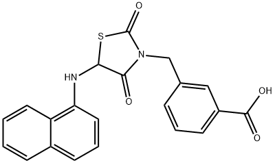 3-{[5-(1-naphthylamino)-2,4-dioxo-1,3-thiazolidin-3-yl]methyl}benzoic acid Struktur