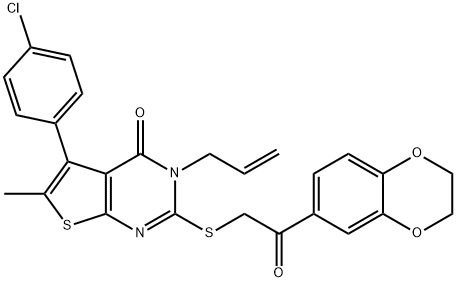 3-allyl-5-(4-chlorophenyl)-2-{[2-(2,3-dihydro-1,4-benzodioxin-6-yl)-2-oxoethyl]sulfanyl}-6-methylthieno[2,3-d]pyrimidin-4(3H)-one Struktur