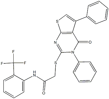 2-[(4-oxo-3,5-diphenyl-3,4-dihydrothieno[2,3-d]pyrimidin-2-yl)sulfanyl]-N-[2-(trifluoromethyl)phenyl]acetamide 结构式