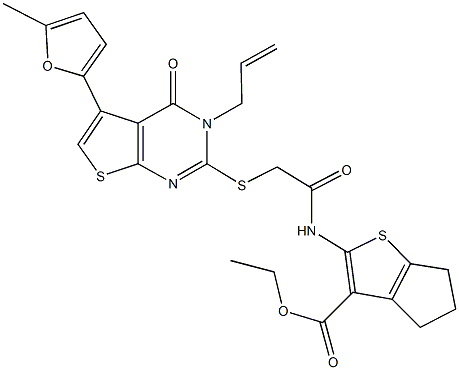 ethyl 2-[({[3-allyl-5-(5-methyl-2-furyl)-4-oxo-3,4-dihydrothieno[2,3-d]pyrimidin-2-yl]sulfanyl}acetyl)amino]-5,6-dihydro-4H-cyclopenta[b]thiophene-3-carboxylate|