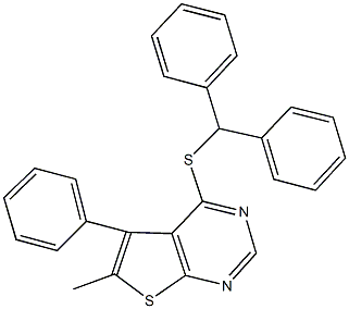 benzhydryl 6-methyl-5-phenylthieno[2,3-d]pyrimidin-4-yl sulfide Structure