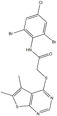 N-(2,6-dibromo-4-chlorophenyl)-2-[(5,6-dimethylthieno[2,3-d]pyrimidin-4-yl)sulfanyl]acetamide Structure