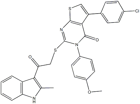 5-(4-chlorophenyl)-3-(4-methoxyphenyl)-2-{[2-(2-methyl-1H-indol-3-yl)-2-oxoethyl]sulfanyl}thieno[2,3-d]pyrimidin-4(3H)-one Structure