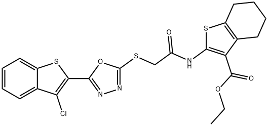 ethyl 2-[({[5-(3-chloro-1-benzothien-2-yl)-1,3,4-oxadiazol-2-yl]sulfanyl}acetyl)amino]-4,5,6,7-tetrahydro-1-benzothiophene-3-carboxylate|