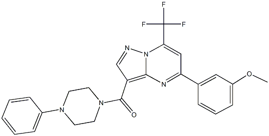 methyl 3-[3-[(4-phenyl-1-piperazinyl)carbonyl]-7-(trifluoromethyl)pyrazolo[1,5-a]pyrimidin-5-yl]phenyl ether 化学構造式