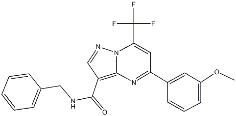 N-benzyl-5-(3-methoxyphenyl)-7-(trifluoromethyl)pyrazolo[1,5-a]pyrimidine-3-carboxamide Struktur