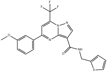 5-(3-methoxyphenyl)-N-(2-thienylmethyl)-7-(trifluoromethyl)pyrazolo[1,5-a]pyrimidine-3-carboxamide Struktur