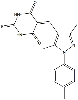 5-{[3,5-dimethyl-1-(4-methylphenyl)-1H-pyrazol-4-yl]methylene}-2-thioxodihydro-4,6(1H,5H)-pyrimidinedione Struktur