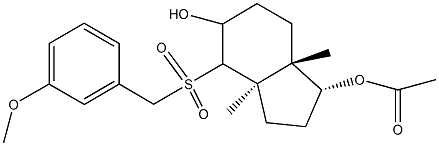 5-hydroxy-4-[(3-methoxybenzyl)sulfonyl]-3a,7a-dimethyloctahydro-1H-inden-1-yl acetate Struktur