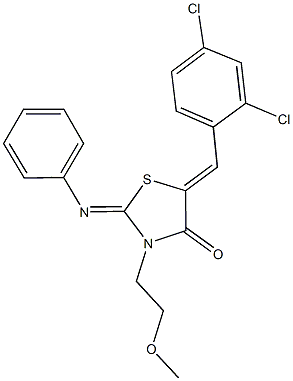 5-(2,4-dichlorobenzylidene)-3-(2-methoxyethyl)-2-(phenylimino)-1,3-thiazolidin-4-one Struktur