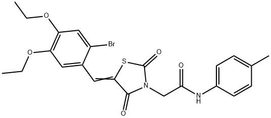2-[5-(2-bromo-4,5-diethoxybenzylidene)-2,4-dioxo-1,3-thiazolidin-3-yl]-N-(4-methylphenyl)acetamide,496767-14-7,结构式