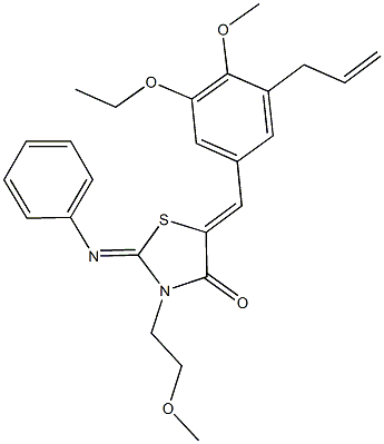 5-(3-allyl-5-ethoxy-4-methoxybenzylidene)-3-(2-methoxyethyl)-2-(phenylimino)-1,3-thiazolidin-4-one Struktur