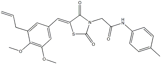 2-[5-(3-allyl-4,5-dimethoxybenzylidene)-2,4-dioxo-1,3-thiazolidin-3-yl]-N-(4-methylphenyl)acetamide,496767-30-7,结构式