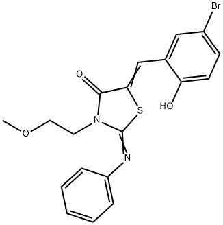 5-(5-bromo-2-hydroxybenzylidene)-3-(2-methoxyethyl)-2-(phenylimino)-1,3-thiazolidin-4-one,496767-32-9,结构式