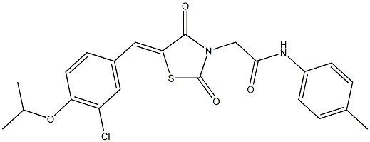 2-[5-(3-chloro-4-isopropoxybenzylidene)-2,4-dioxo-1,3-thiazolidin-3-yl]-N-(4-methylphenyl)acetamide,496767-95-4,结构式
