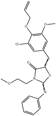 5-[4-(allyloxy)-3-chloro-5-methoxybenzylidene]-3-(2-methoxyethyl)-2-(phenylimino)-1,3-thiazolidin-4-one Struktur