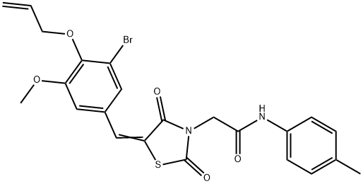 2-{5-[4-(allyloxy)-3-bromo-5-methoxybenzylidene]-2,4-dioxo-1,3-thiazolidin-3-yl}-N-(4-methylphenyl)acetamide 结构式