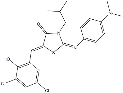 5-(3,5-dichloro-2-hydroxybenzylidene)-2-{[4-(dimethylamino)phenyl]imino}-3-isobutyl-1,3-thiazolidin-4-one Structure