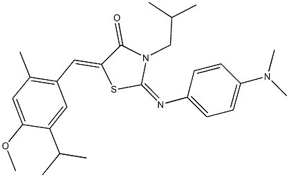 496768-94-6 2-{[4-(dimethylamino)phenyl]imino}-3-isobutyl-5-(5-isopropyl-4-methoxy-2-methylbenzylidene)-1,3-thiazolidin-4-one