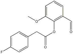 2-formyl-6-methoxyphenyl (4-fluorophenyl)acetate Struktur