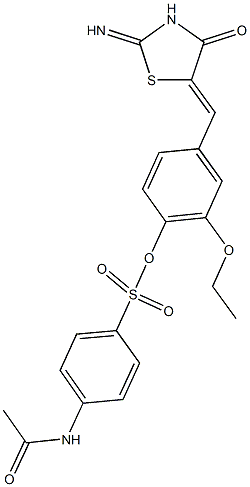 2-ethoxy-4-[(2-imino-4-oxo-1,3-thiazolidin-5-ylidene)methyl]phenyl 4-(acetylamino)benzenesulfonate Structure