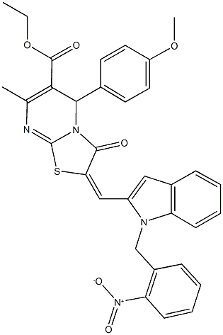 ethyl 2-[(1-{2-nitrobenzyl}-1H-indol-2-yl)methylene]-5-(4-methoxyphenyl)-7-methyl-3-oxo-2,3-dihydro-5H-[1,3]thiazolo[3,2-a]pyrimidine-6-carboxylate|