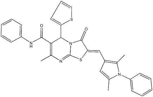 496769-77-8 2-[(2,5-dimethyl-1-phenyl-1H-pyrrol-3-yl)methylene]-7-methyl-3-oxo-N-phenyl-5-(2-thienyl)-2,3-dihydro-5H-[1,3]thiazolo[3,2-a]pyrimidine-6-carboxamide