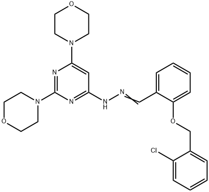2-[(2-chlorobenzyl)oxy]benzaldehyde (2,6-dimorpholin-4-ylpyrimidin-4-yl)hydrazone 结构式