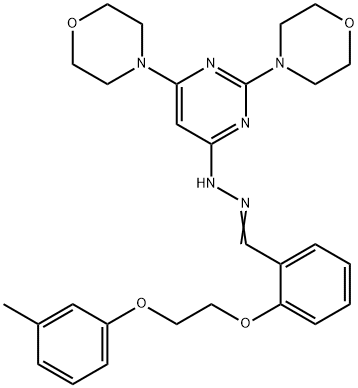2-[2-(3-methylphenoxy)ethoxy]benzaldehyde (2,6-dimorpholin-4-ylpyrimidin-4-yl)hydrazone Struktur