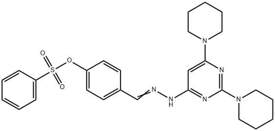 4-{2-[2,6-di(1-piperidinyl)-4-pyrimidinyl]carbohydrazonoyl}phenyl benzenesulfonate Structure