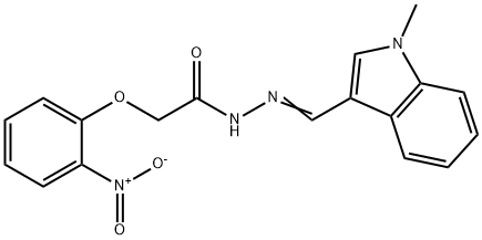 2-{2-nitrophenoxy}-N'-[(1-methyl-1H-indol-3-yl)methylene]acetohydrazide Struktur