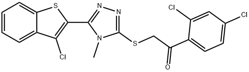 2-{[5-(3-chloro-1-benzothien-2-yl)-4-methyl-4H-1,2,4-triazol-3-yl]sulfanyl}-1-(2,4-dichlorophenyl)ethanone 结构式