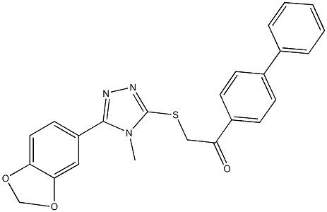 2-{[5-(1,3-benzodioxol-5-yl)-4-methyl-4H-1,2,4-triazol-3-yl]sulfanyl}-1-[1,1'-biphenyl]-4-ylethanone,496777-12-9,结构式