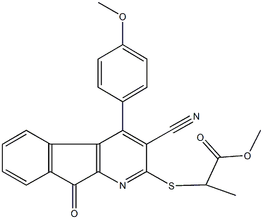 methyl 2-{[3-cyano-4-(4-methoxyphenyl)-9-oxo-9H-indeno[2,1-b]pyridin-2-yl]sulfanyl}propanoate,496784-62-4,结构式